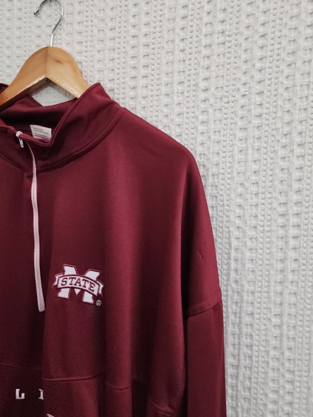 Mississippi State Bulldogs Quarter Zip Pullover 3XL Maroon Athletic Sweater - Picture 10 of 13